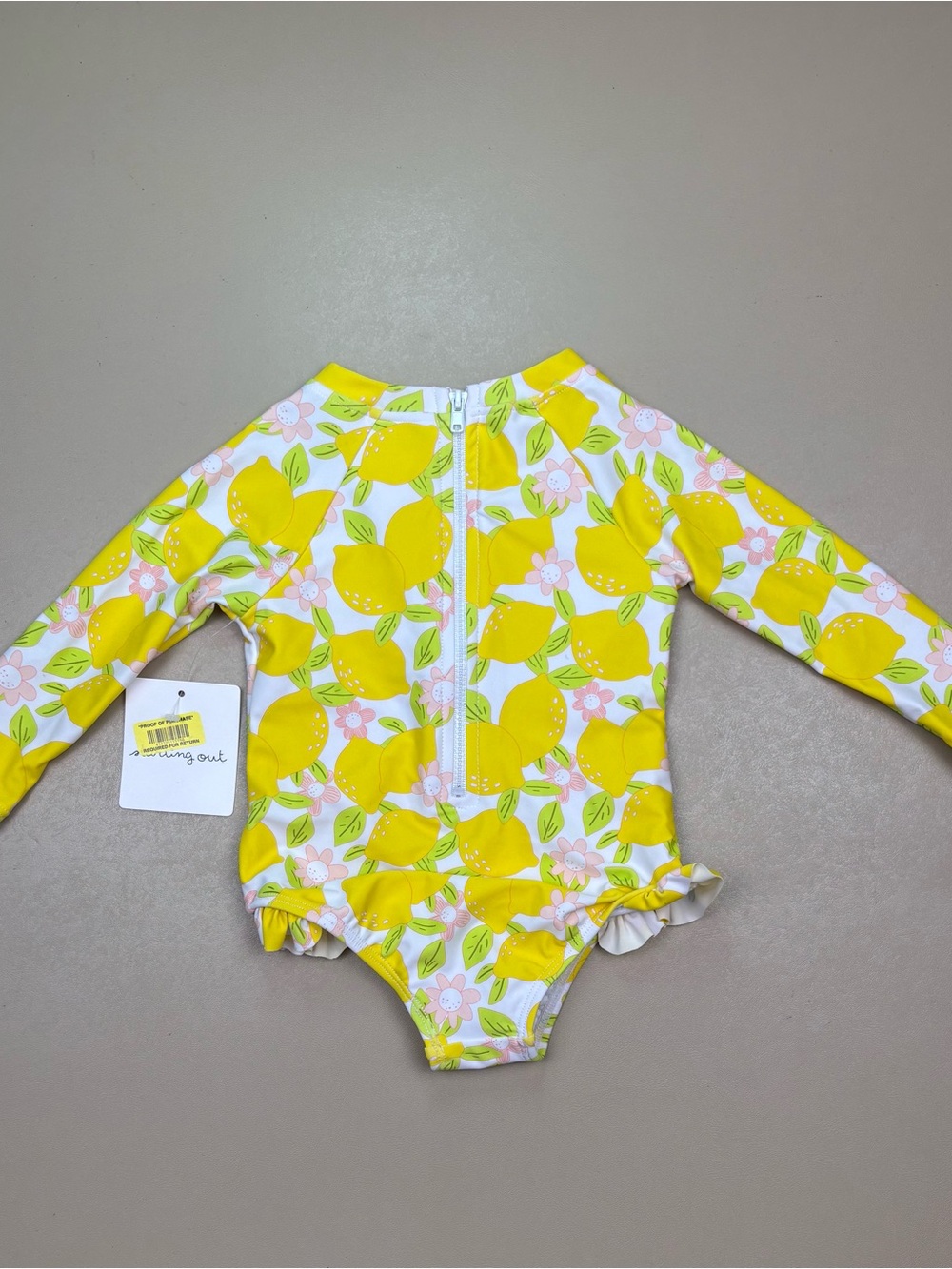 Starting Out Lemon Print Rash Guard Swimsuit 18M Long Sleeve NWT